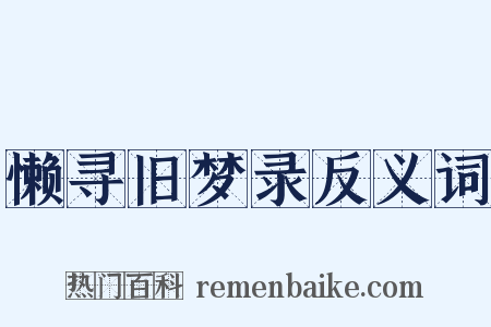 懒寻旧梦录反义词是什么意思的图片